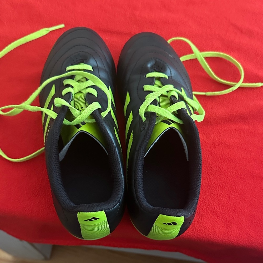 adidas Kids Cleats Black with Neon Green